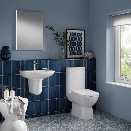 Short Projection Semi Flush to Wall Close Coupled Toilet Pan