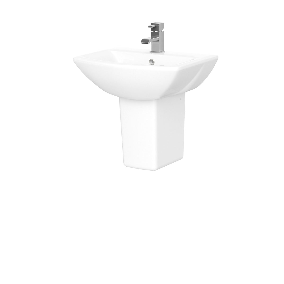 Nuie Asselby 1 Tap Hole 500mm Ceramic Basin & Semi Pedestal