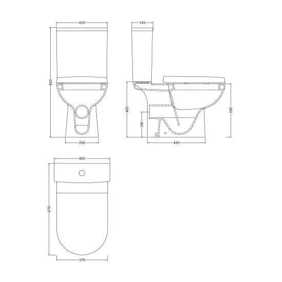 Contemporary 410mm Close Coupled Toilet