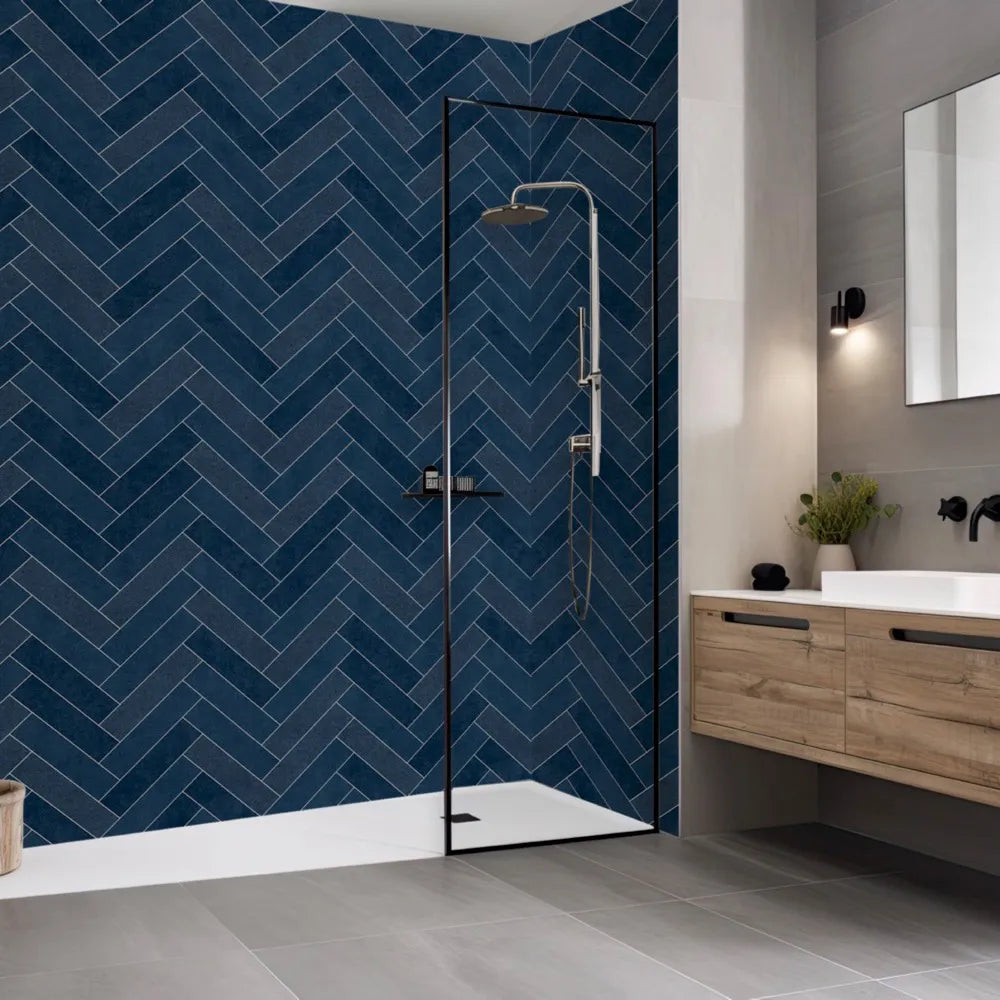 Modura Chevron Multi Navy Matt PVC Bathroom Panel 1000 x 2400 x 10mm