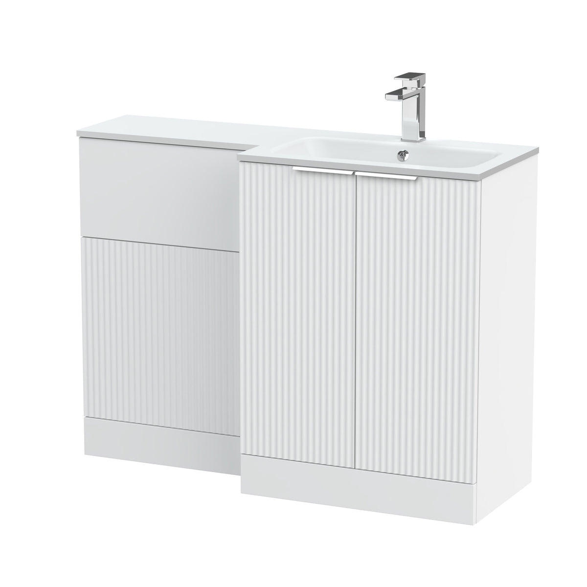 Hudson Reed Fluted 1100mm Right-Hand 2 Door Floor Standing Combination Unit With Stone Basin