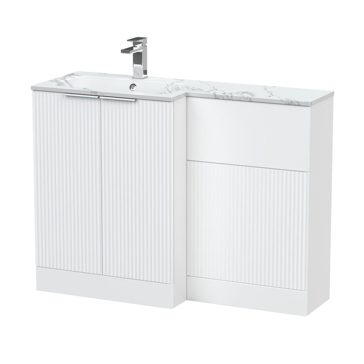 Hudson Reed Fluted 1100mm Left-Hand 2 Door Floor Standing Combination Unit With Stone Basin