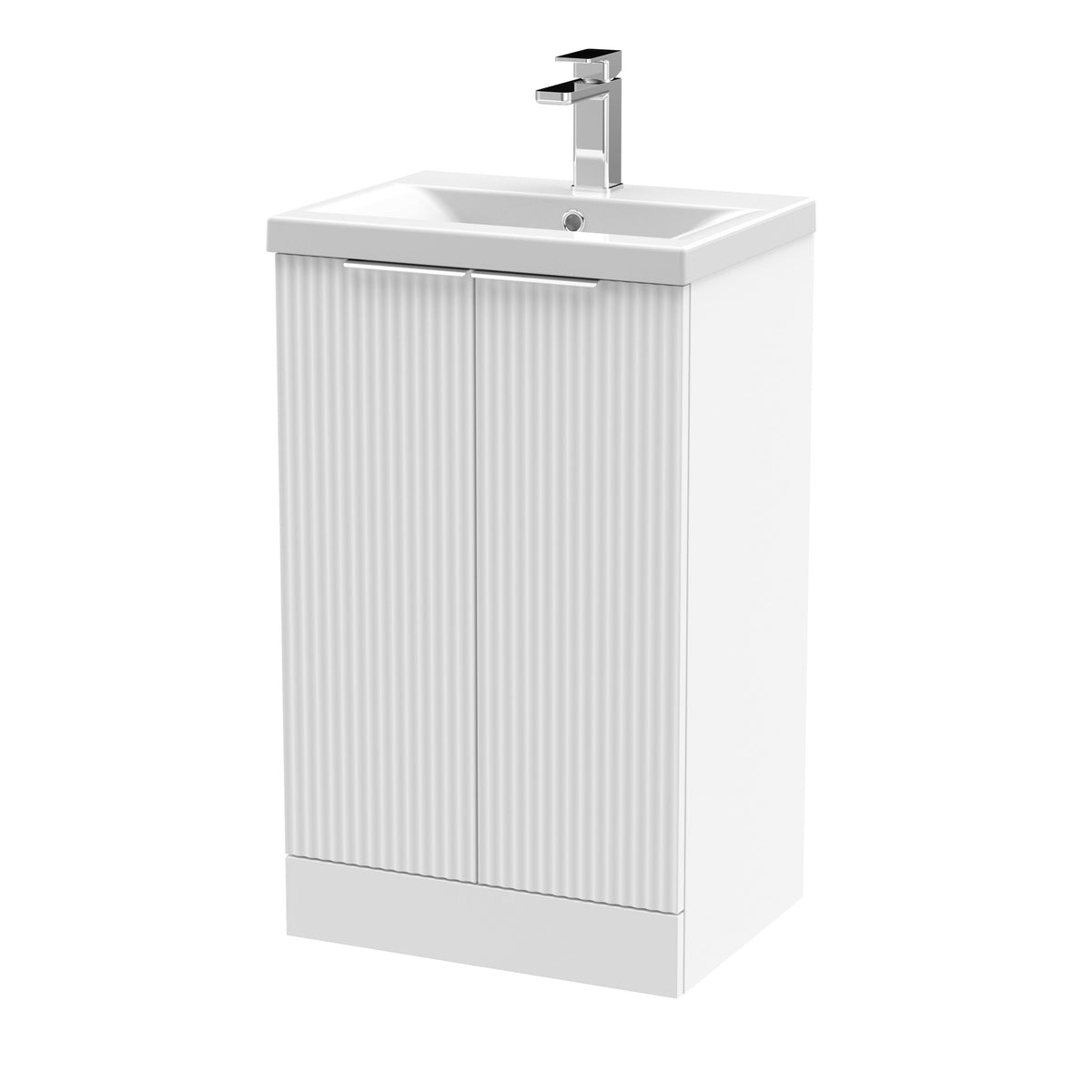 Hudson Reed Fluted 500mm 2 Door Floor Standing Vanity Unit With Mid-Edge Basin