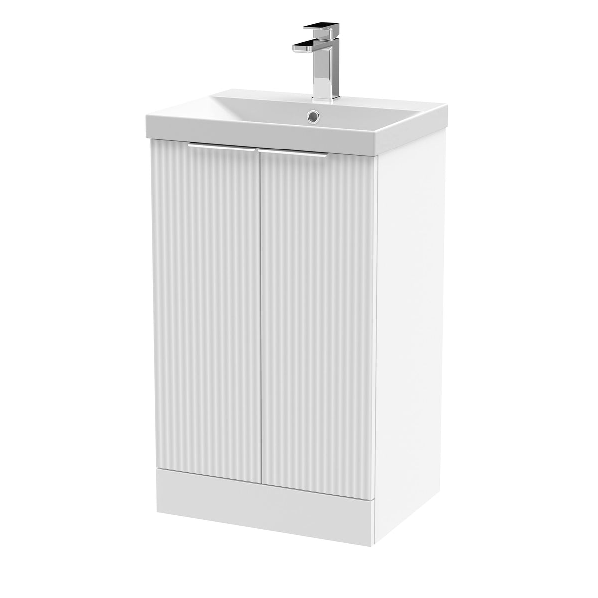 Hudson Reed Fluted 500mm 2 Door Floor Standing Vanity Unit With Thin Edge Basin