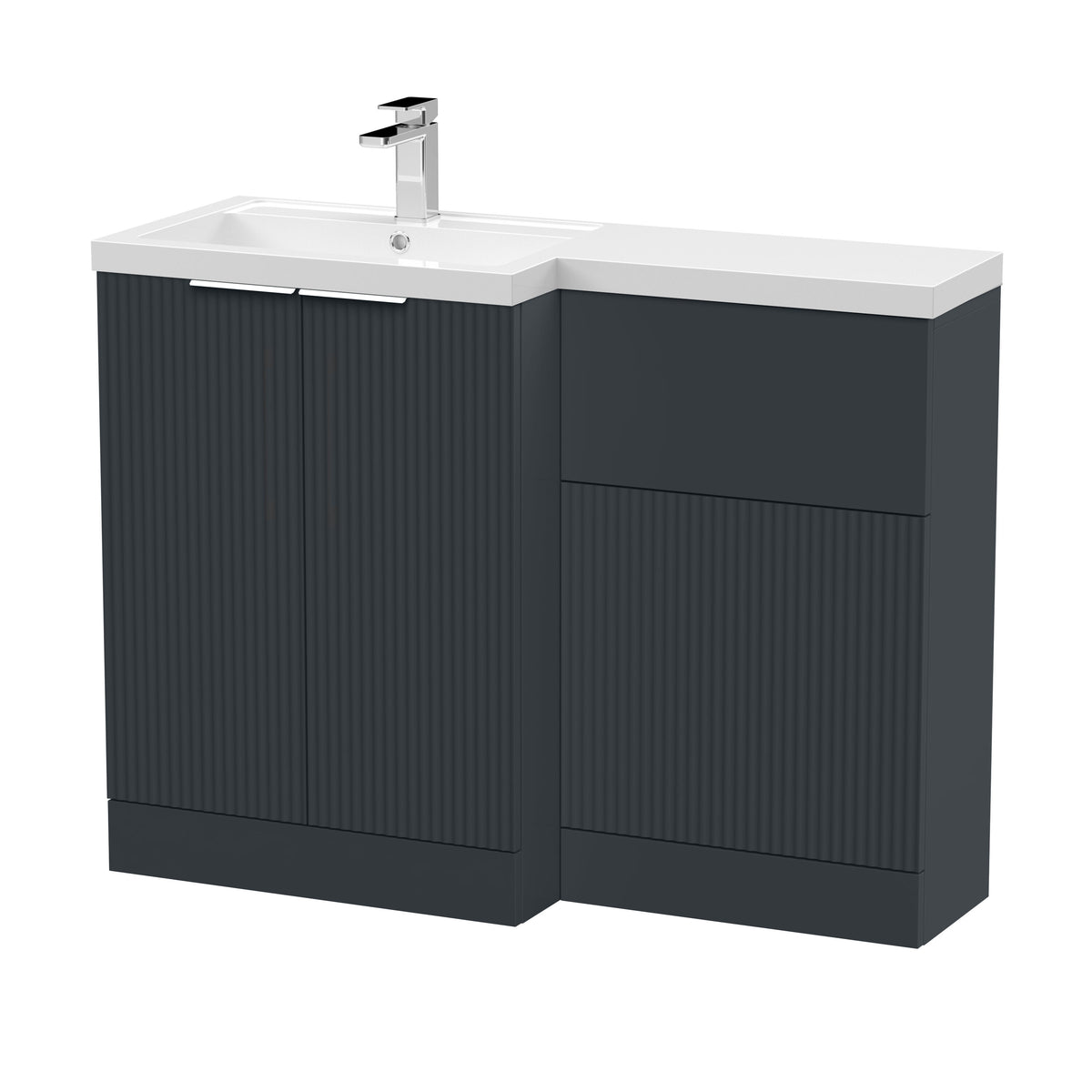 Hudson Reed Fluted Satin 1100mm x 390mm Left Hand Combination Unit With Polymarble Basin