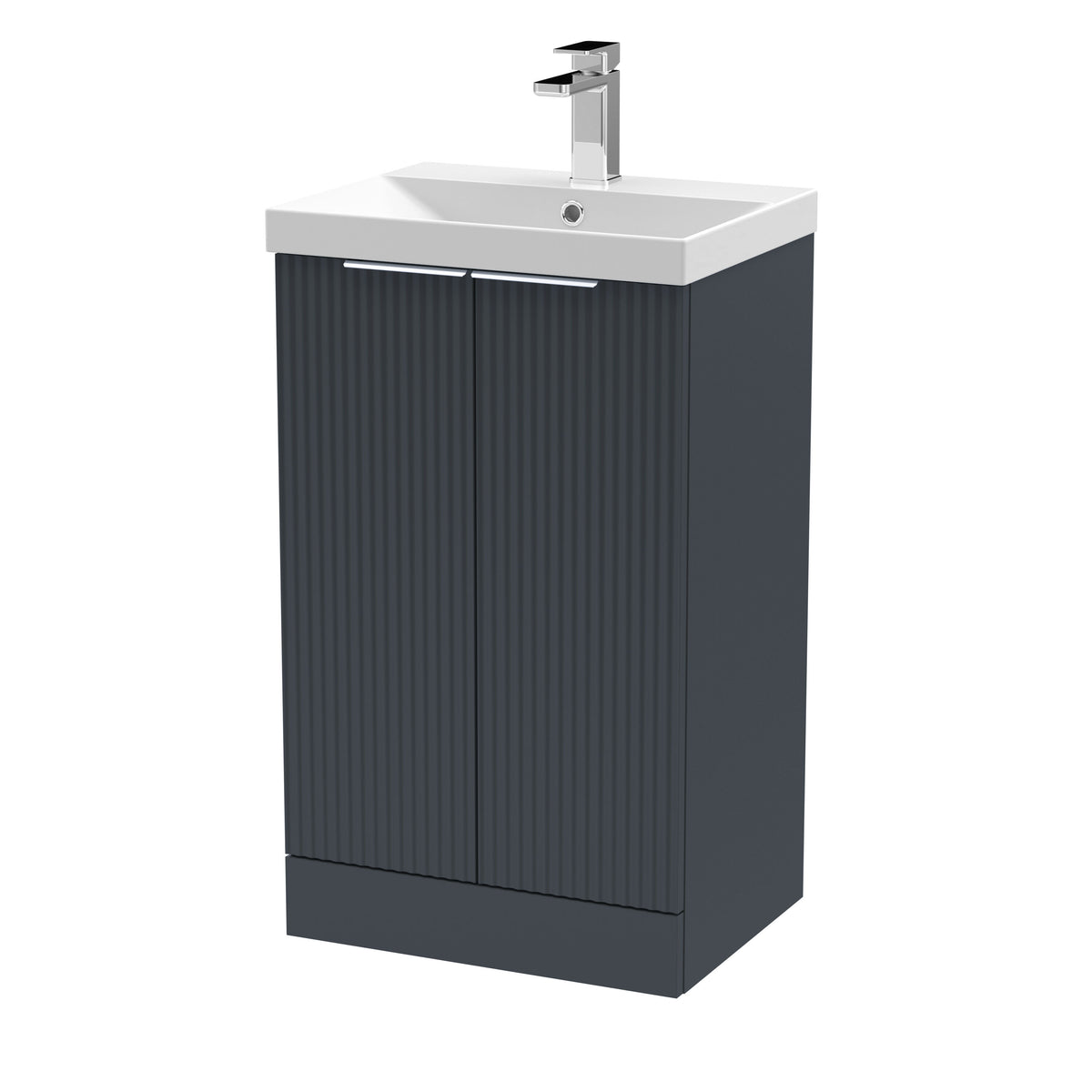 Hudson Reed Fluted 500mm 2 Door Floor Standing Vanity Unit With Thin Edge Basin