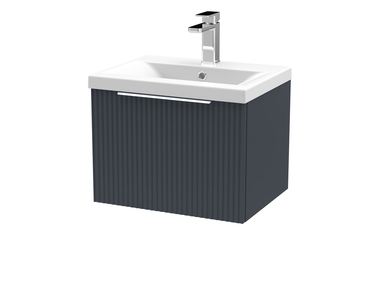 Hudson Reed Fluted 500mm 1 Drawer Wall Hung Vanity Unit With Mid-Edge Basin