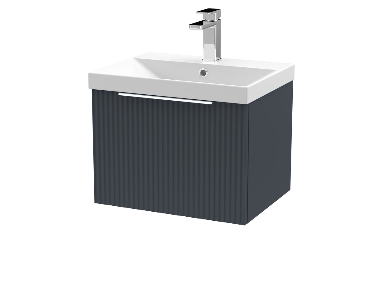 Hudson Reed Fluted 500mm 1 Drawer Wall Hung Vanity Unit With Thin Edge Basin