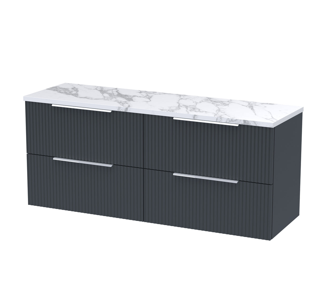 Hudson Reed Fluted 1200mm 4 Drawer Wall Hung Vanity With Carrara Laminate Worktop