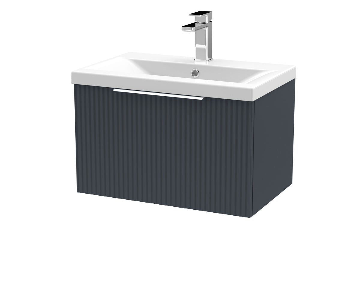 Hudson Reed Fluted 600mm 1 Drawer Wall Hung Vanity Unit With Mid-Edge Basin