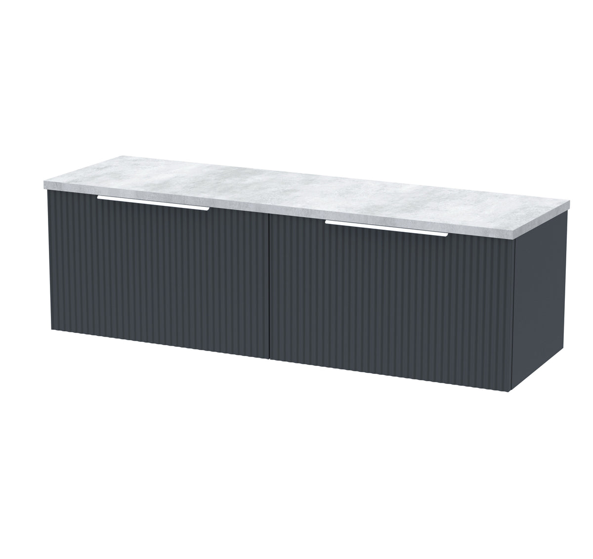 Hudson Reed Fluted 1200mm 2 Drawer Wall Hung Vanity Unit With Bellato Grey Worktop