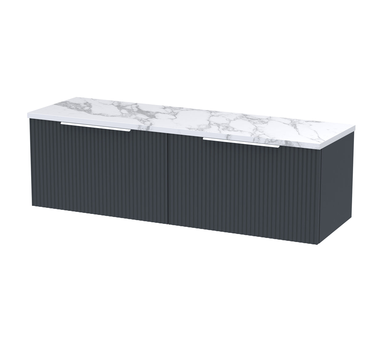 Hudson Reed Fluted 1200mm 2 Drawer Wall Hung Vanity With Carrara Laminate Worktop