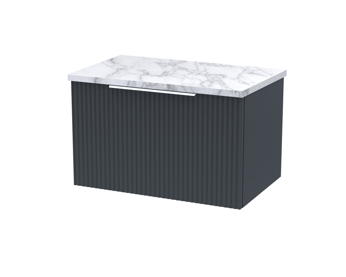 Hudson Reed Fluted 600mm 1 Drawer Wall Hung Vanity Unit With Carrara Laminate Worktop