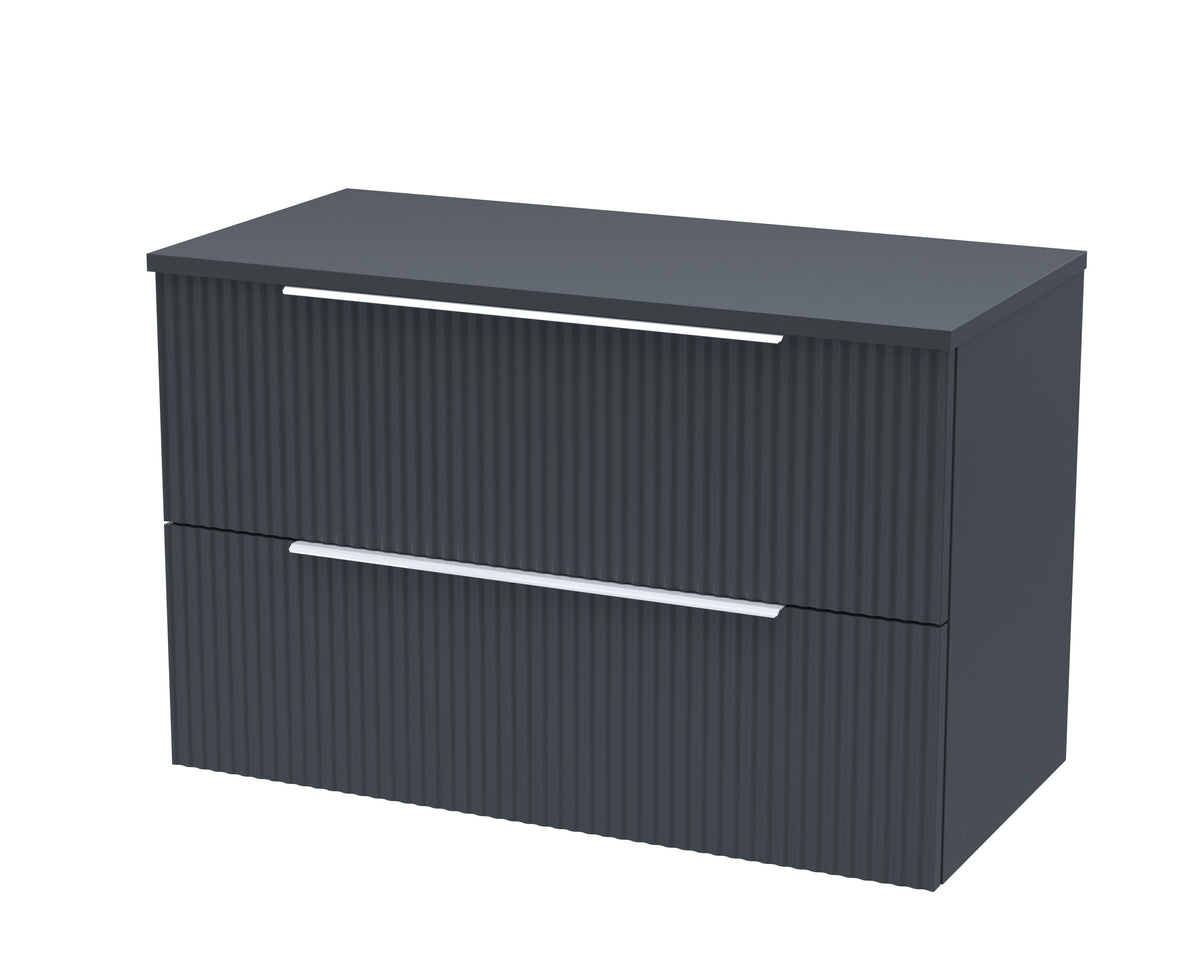 Hudson Reed Fluted 800mm 2 Drawer Wall Hung Vanity With Co-ordinating Worktop