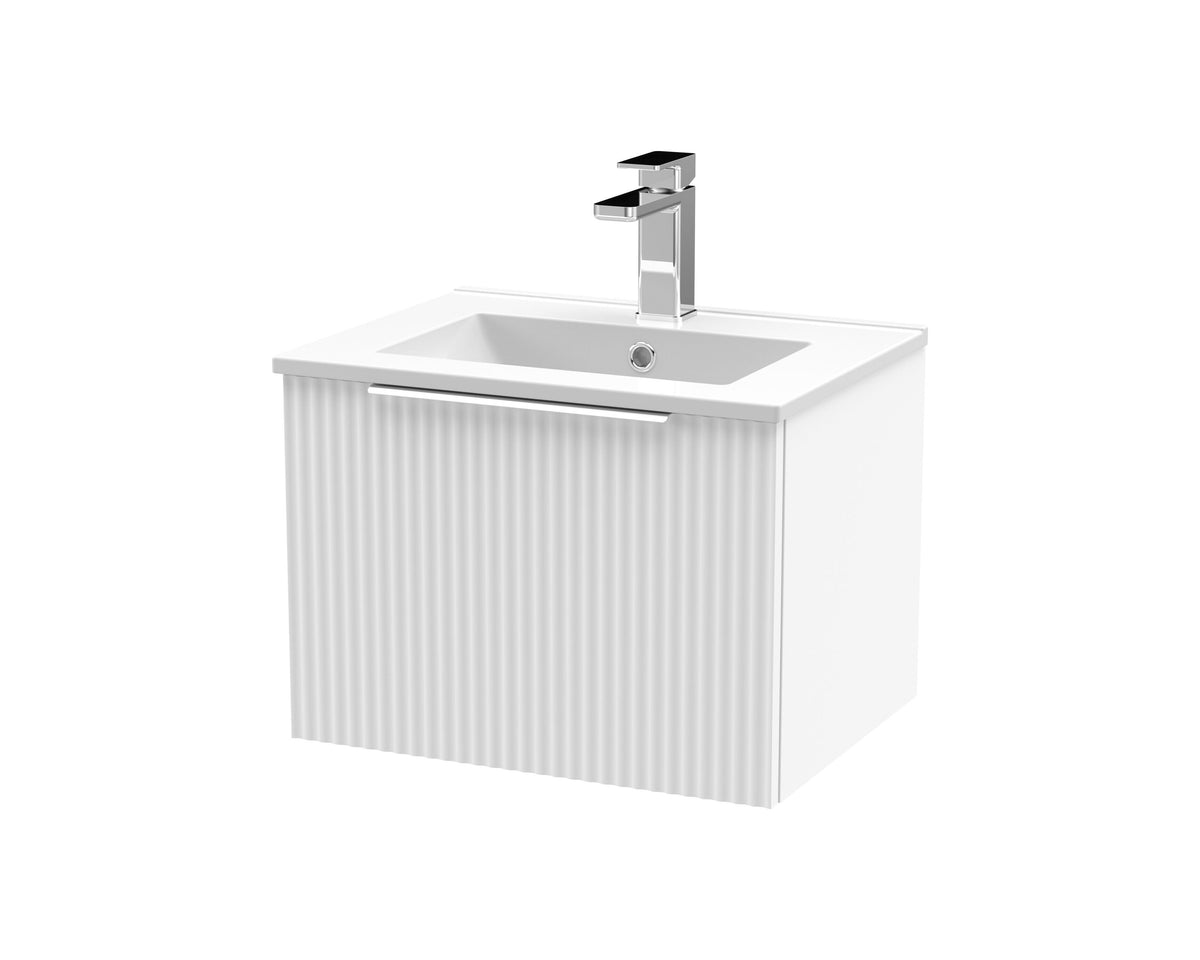 Hudson Reed Fluted 500mm 1 Drawer Wall Hung Vanity Unit With Minimalist Basin