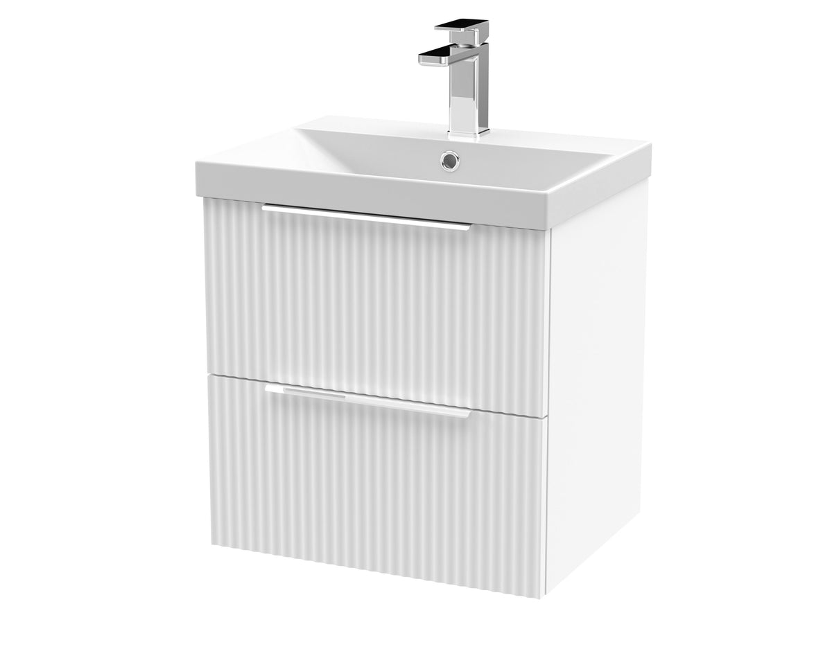 Hudson Reed Fluted 500mm 2 Drawer Wall Hung Vanity Unit With Thin Edge Basin