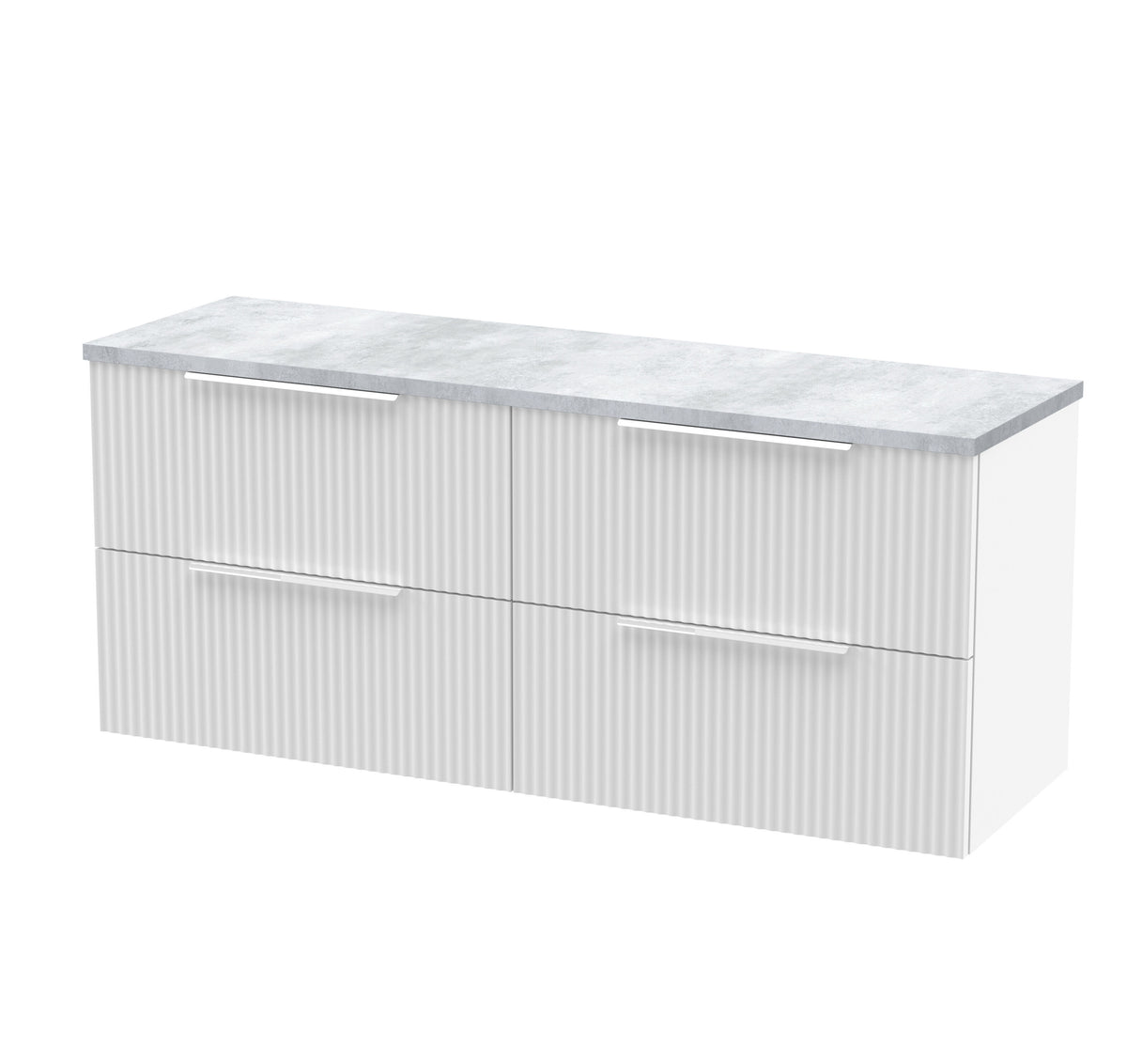 Hudson Reed Fluted 1200mm 4 Drawer Wall Hung Vanity Unit With Bellato Grey Worktop