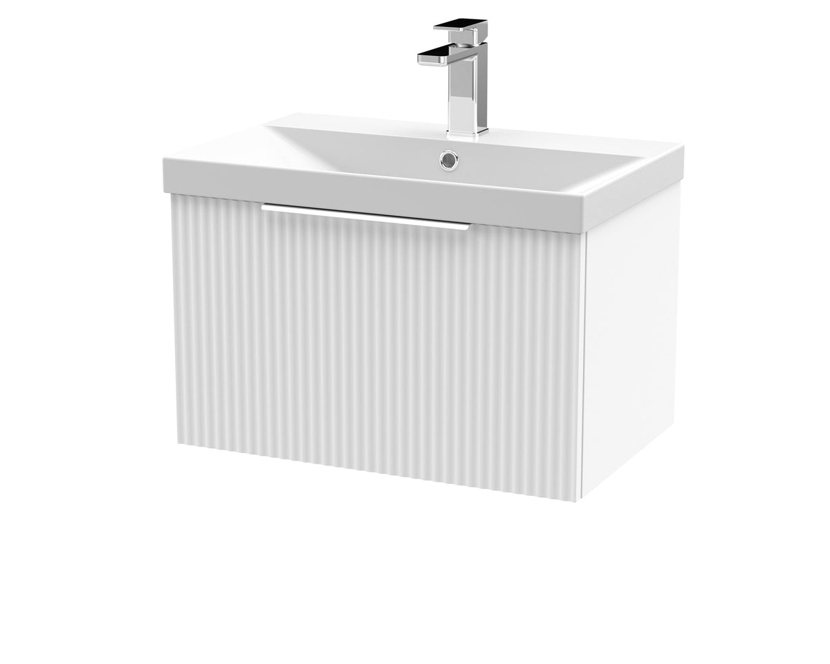 Hudson Reed Fluted 600mm 1 Drawer Wall Hung Vanity Unit With Thin Edge Basin