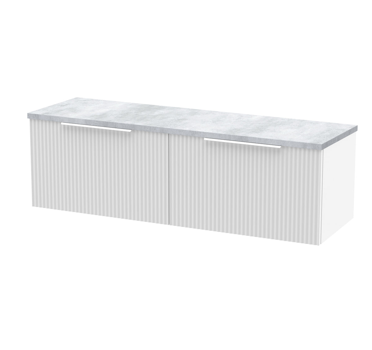 Hudson Reed Fluted 1200mm 2 Drawer Wall Hung Vanity Unit With Bellato Grey Worktop