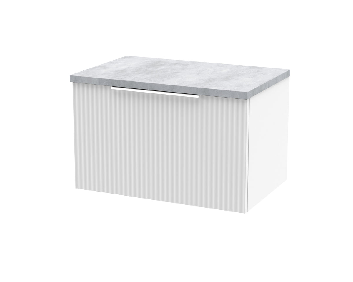 Hudson Reed Fluted 600mm 1 Drawer Wall Hung Vanity Unit With Bellato Grey Worktop