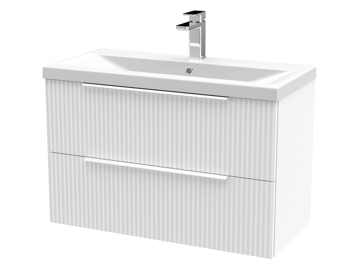 Hudson Reed Fluted 800mm 2 Drawer Wall Hung Vanity Unit With Mid-Edge Basin
