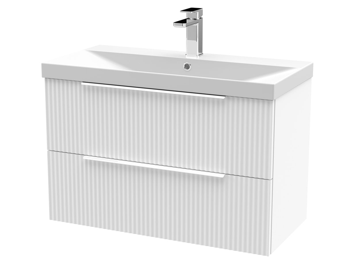 Hudson Reed Fluted 800mm 2 Drawer Wall Hung Vanity Unit With Thin Edge Basin