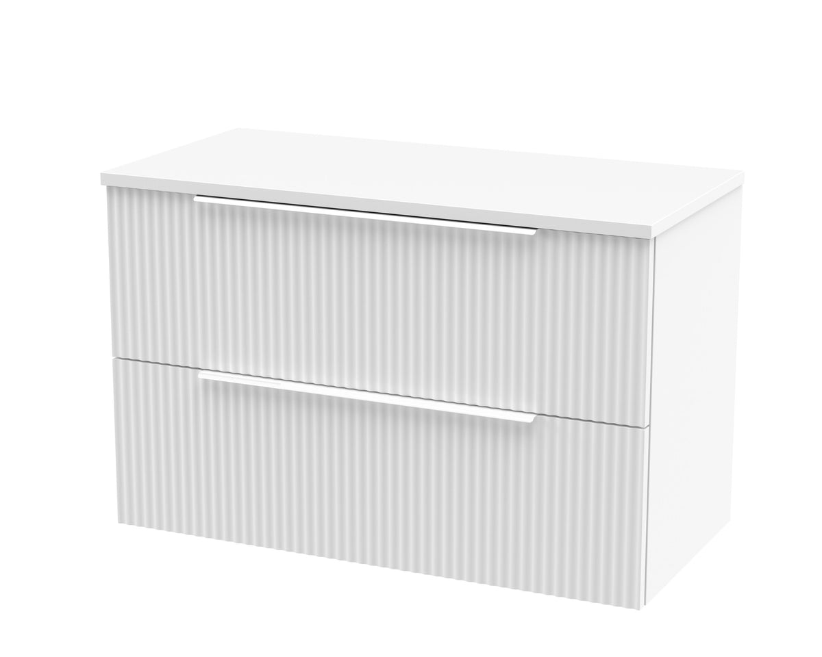 Hudson Reed Fluted 800mm 2 Drawer Wall Hung Vanity With Co-ordinating Worktop