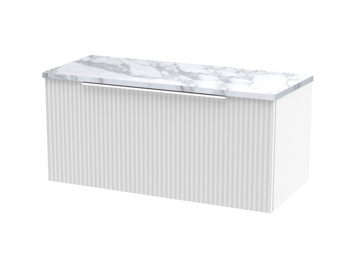 Hudson Reed Fluted 800mm Wall Hung Vanity Unit With Carrara Laminate Worktop