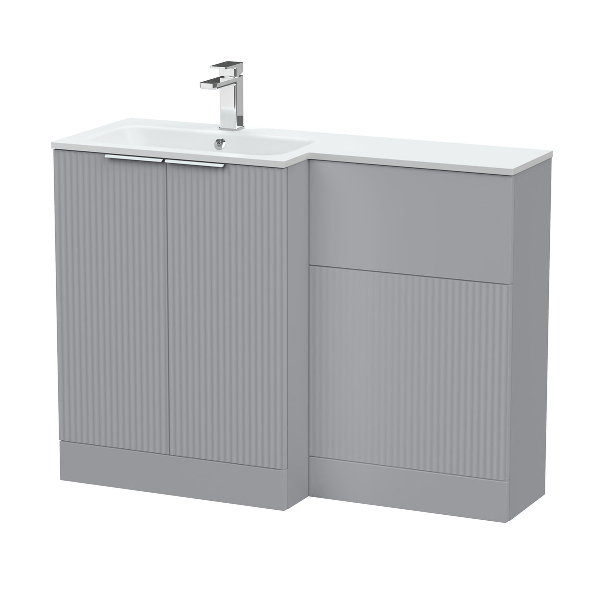 Hudson Reed Fluted 1100mm Left-Hand 2 Door Floor Standing Combination Unit With Stone Basin