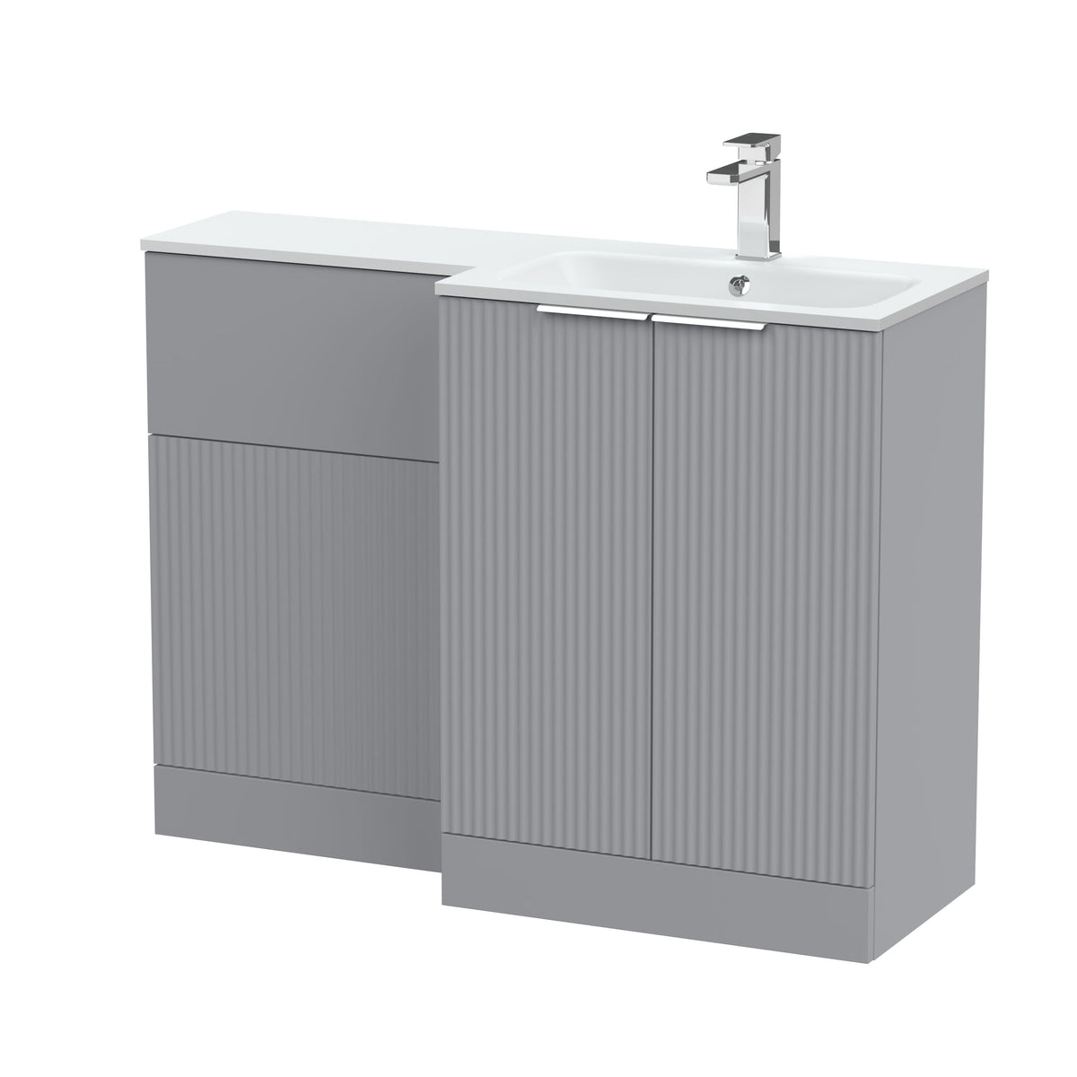 Hudson Reed Fluted 1100mm Right-Hand 2 Door Floor Standing Combination Unit With Stone Basin