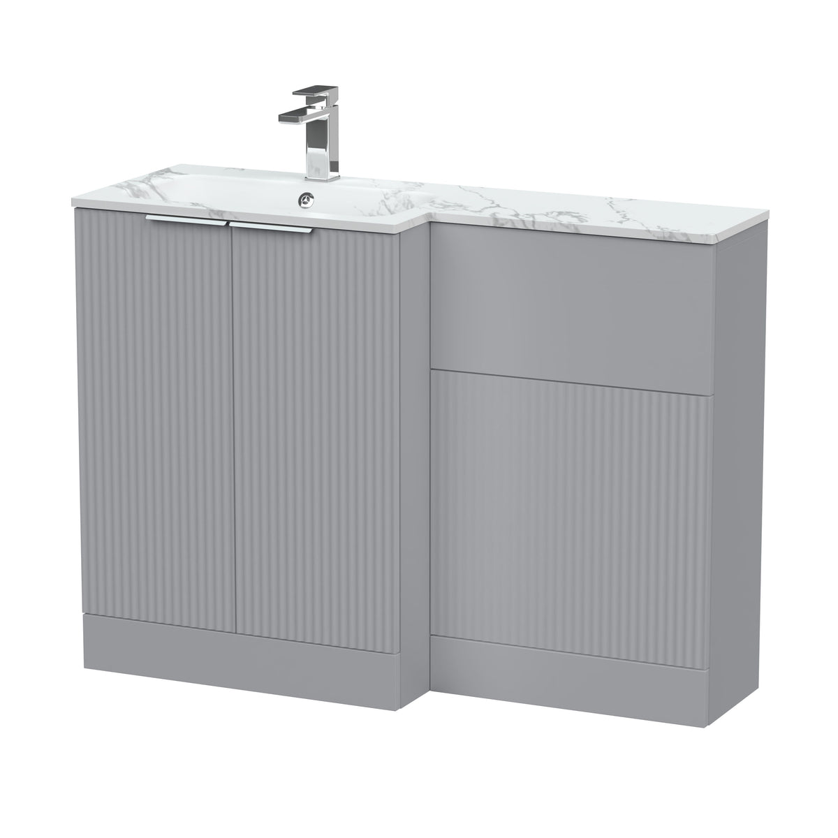 Hudson Reed Fluted 1100mm Left-Hand 2 Door Floor Standing Combination Unit With Stone Basin