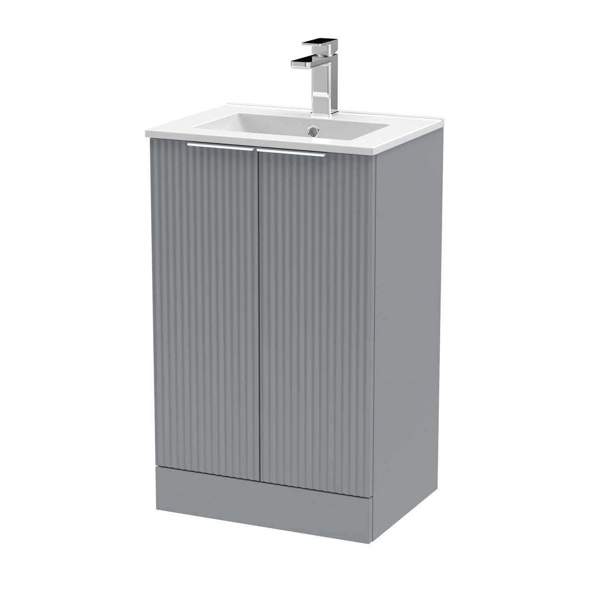 Hudson Reed Fluted 500mm 2 Door Floor Standing Vanity Unit With Minimalist Basin