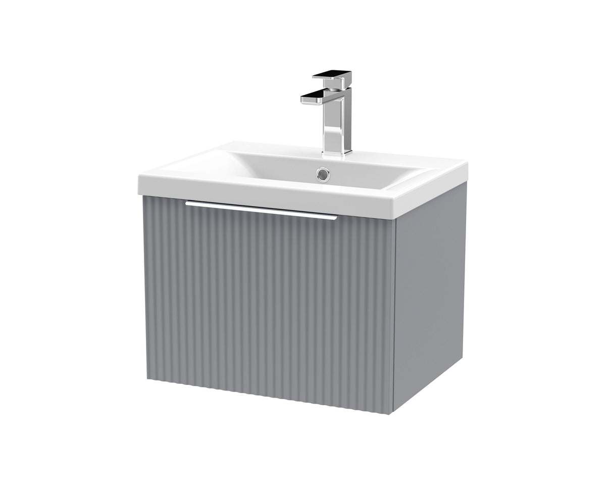 Hudson Reed Fluted 500mm 1 Drawer Wall Hung Vanity Unit With Mid-Edge Basin