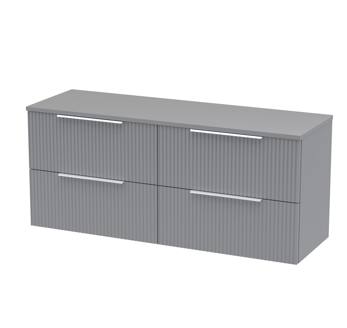 Hudson Reed Fluted 1200mm Slate Grey 4 Drawer Wall Hung Vanity With Co-ordinating Worktop