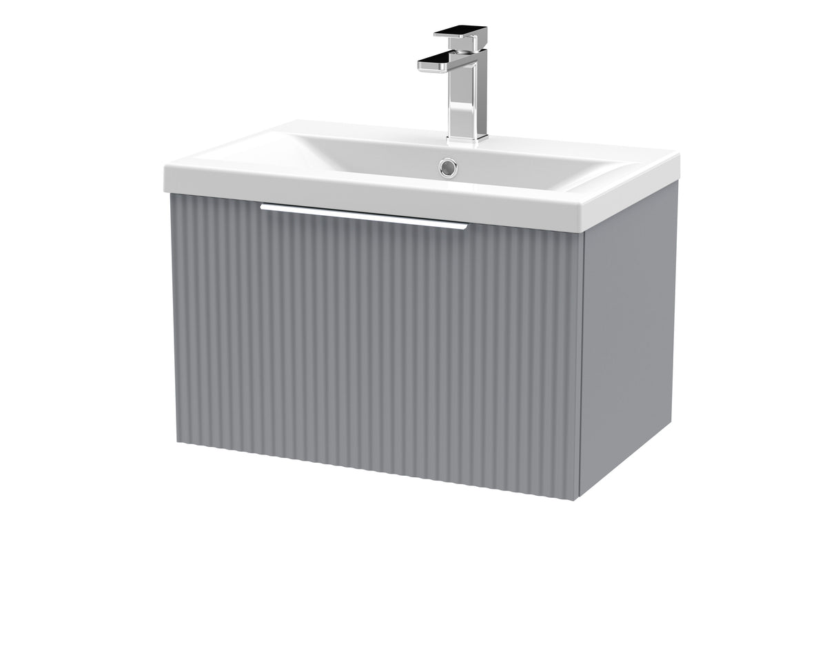 Hudson Reed Fluted 600mm 1 Drawer Wall Hung Vanity Unit With Mid-Edge Basin