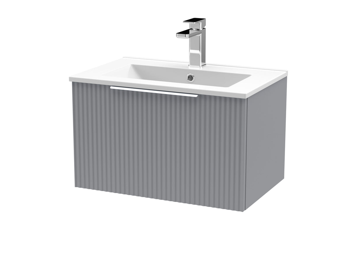 Hudson Reed Fluted 600mm 1 Drawer Wall Hung Vanity Unit With Minimalist Basin