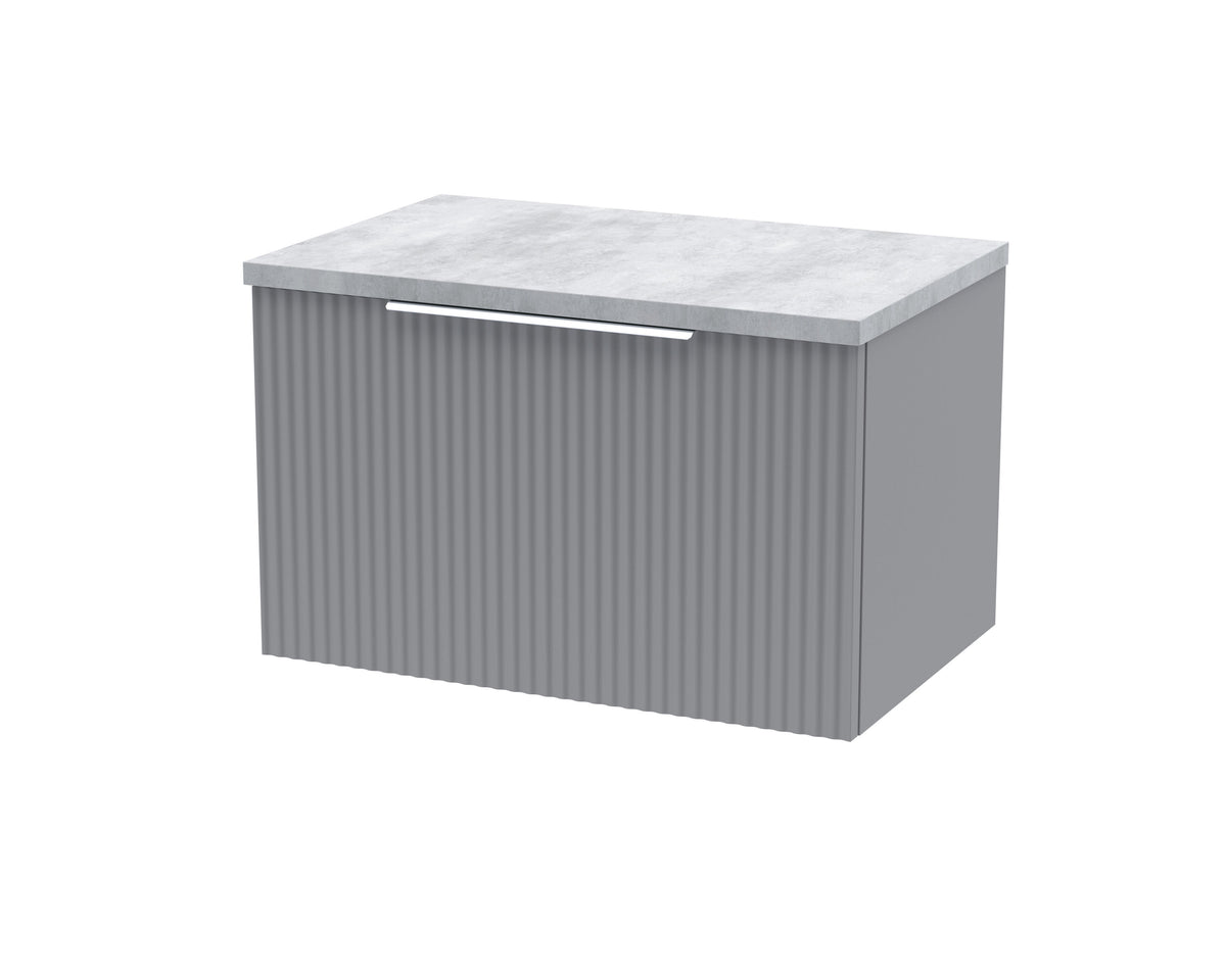 Hudson Reed Fluted 600mm 1 Drawer Wall Hung Vanity With Bellato Grey Worktop