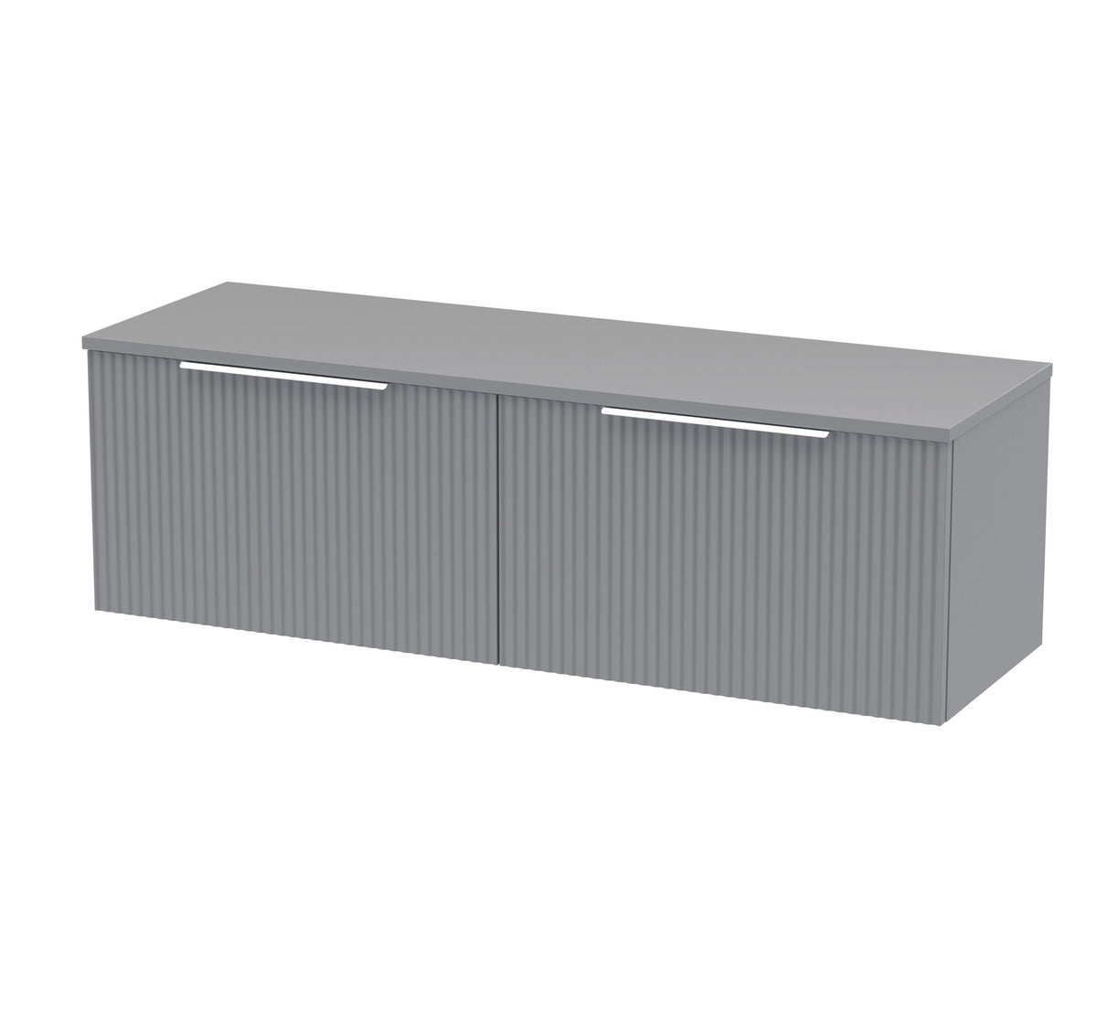 Hudson Reed Fluted 1200mm Slate Grey 2 Drawer Wall Hung Vanity Unit With Co-ordinating Worktop