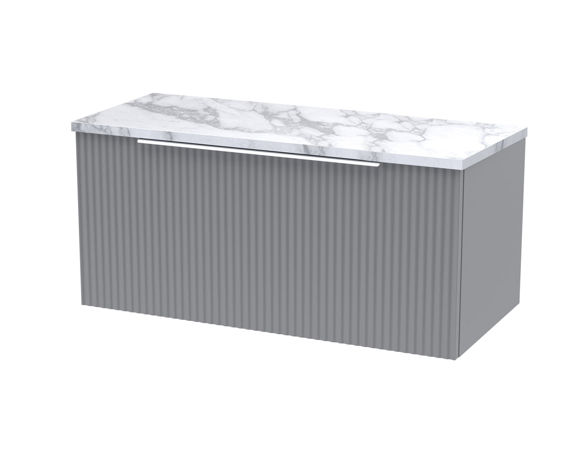 Hudson Reed Fluted 800mm Wall Hung Vanity Unit With Carrara Laminate Worktop