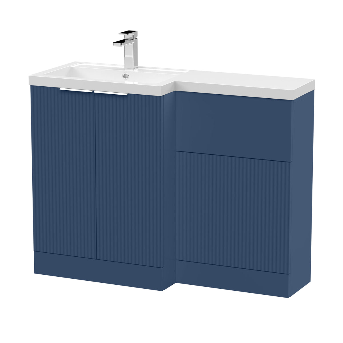 Hudson Reed Fluted 1100mm x 390mm Left Hand Combination Unit With Polymarble Basin