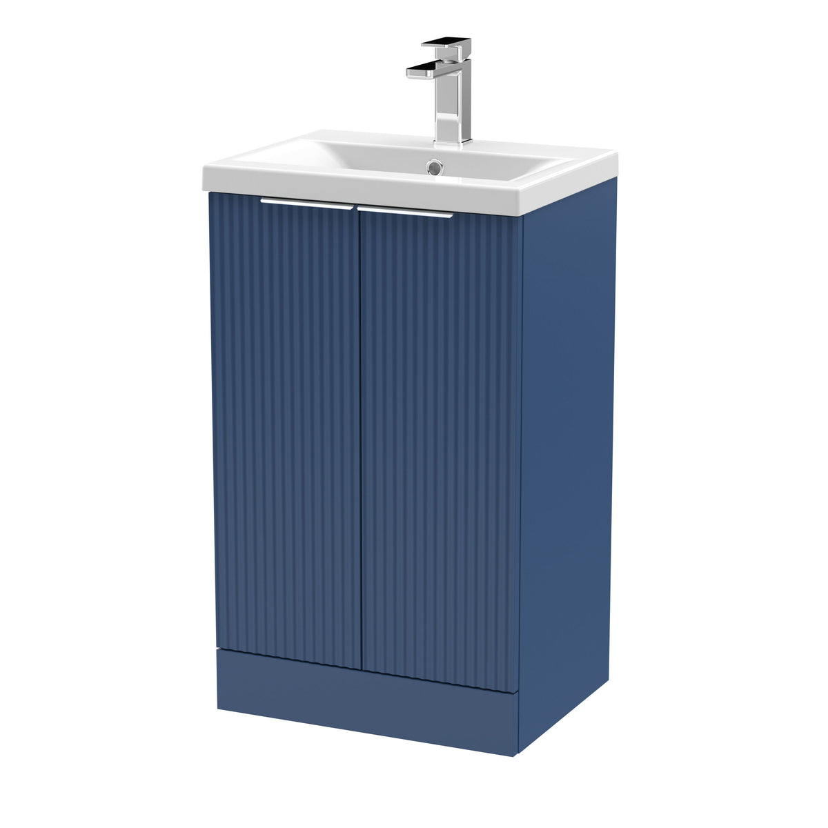Hudson Reed Fluted 500mm 2 Door Floor Standing Vanity Unit With Mid-Edge Basin