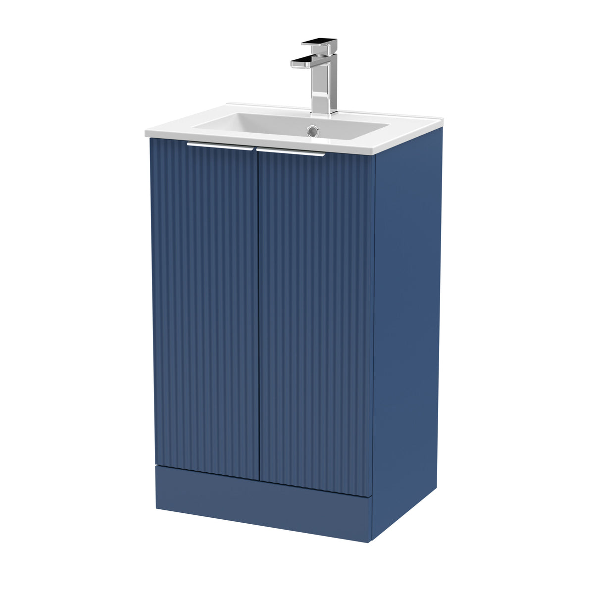 Hudson Reed Fluted 500mm 2 Door Floor Standing Vanity Unit With Minimalist Basin