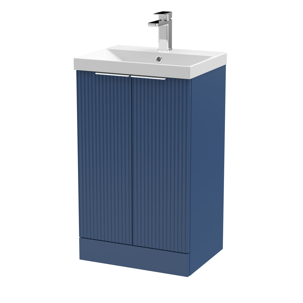 Hudson Reed Fluted 500mm 2 Door Floor Standing Vanity Unit With Thin Edge Basin