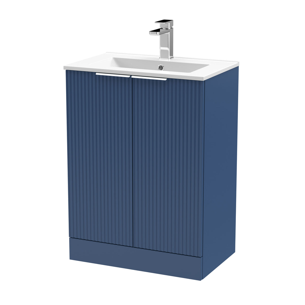 Hudson Reed Fluted 600mm 2 Door Floor Standing Vanity Unit With Minimalist Basin