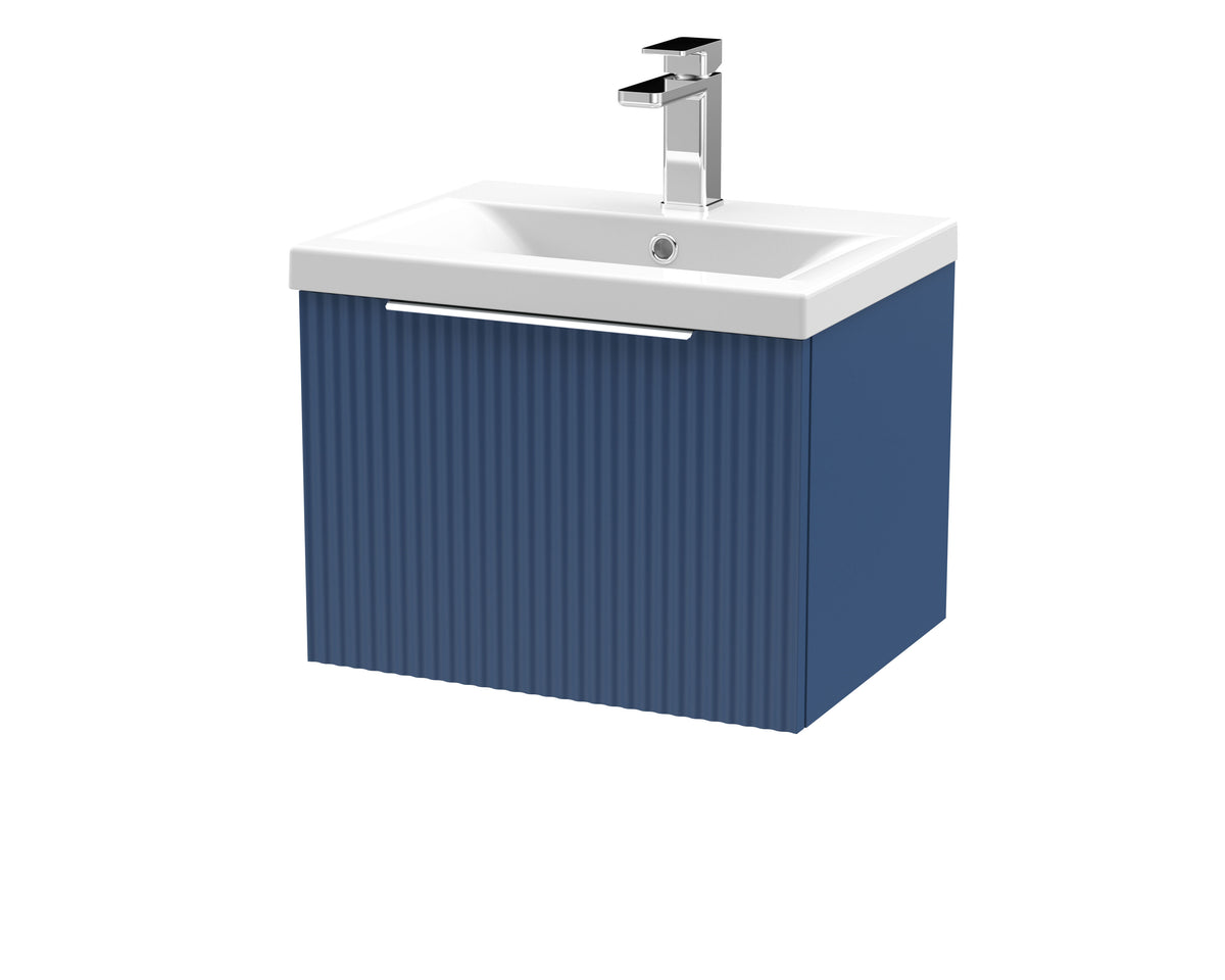 Hudson Reed Fluted 500mm 1 Drawer Wall Hung Vanity Unit With Mid-Edge Basin