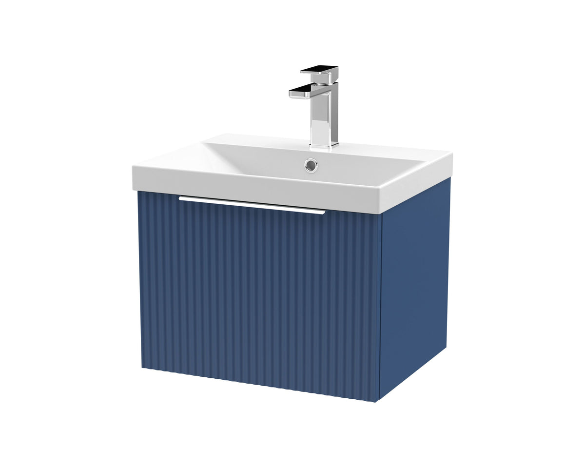 Hudson Reed Fluted 500mm 1 Drawer Wall Hung Vanity Unit With Thin Edge Basin