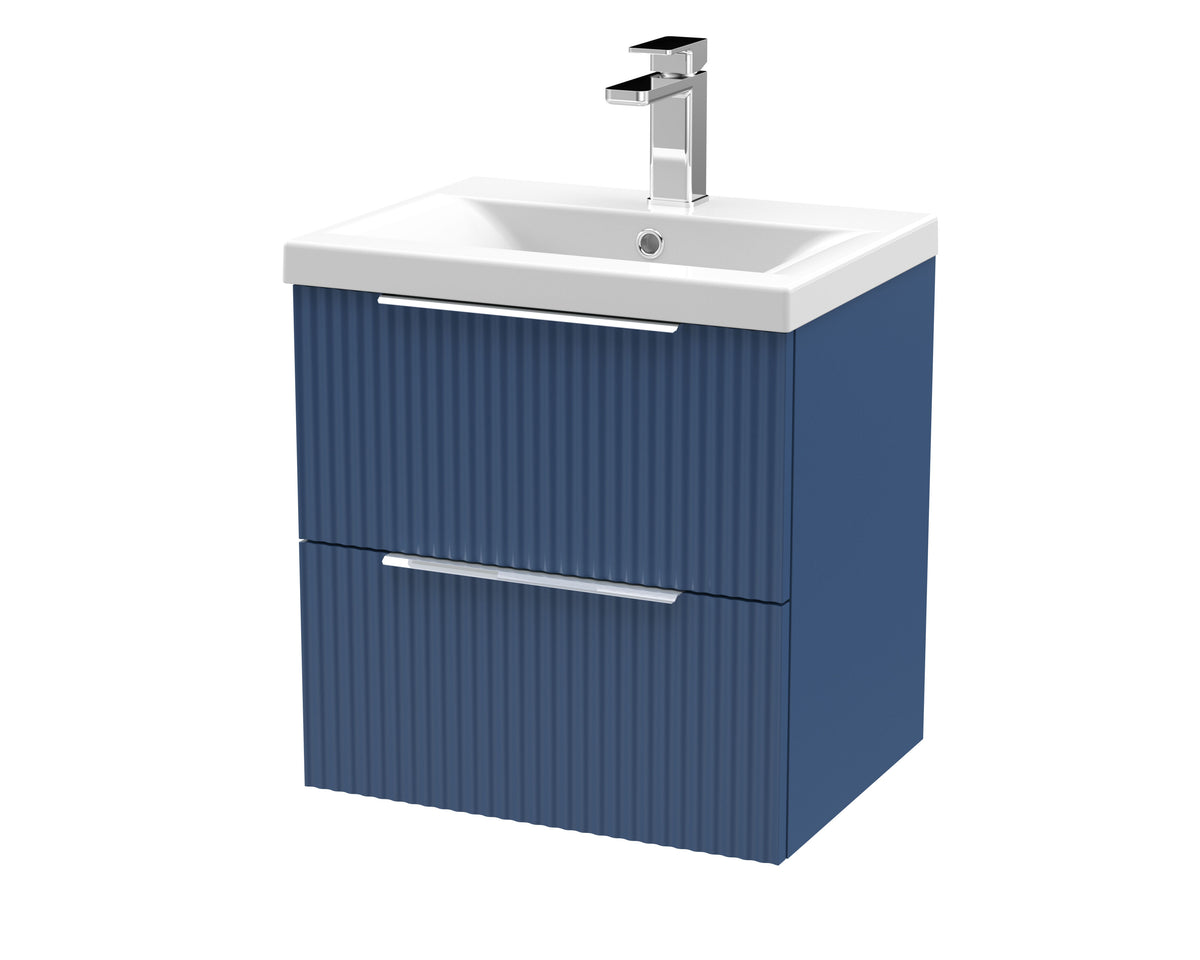 Hudson Reed Fluted 500mm 2 Drawer Wall Hung Vanity Unit With Mid-Edge Basin