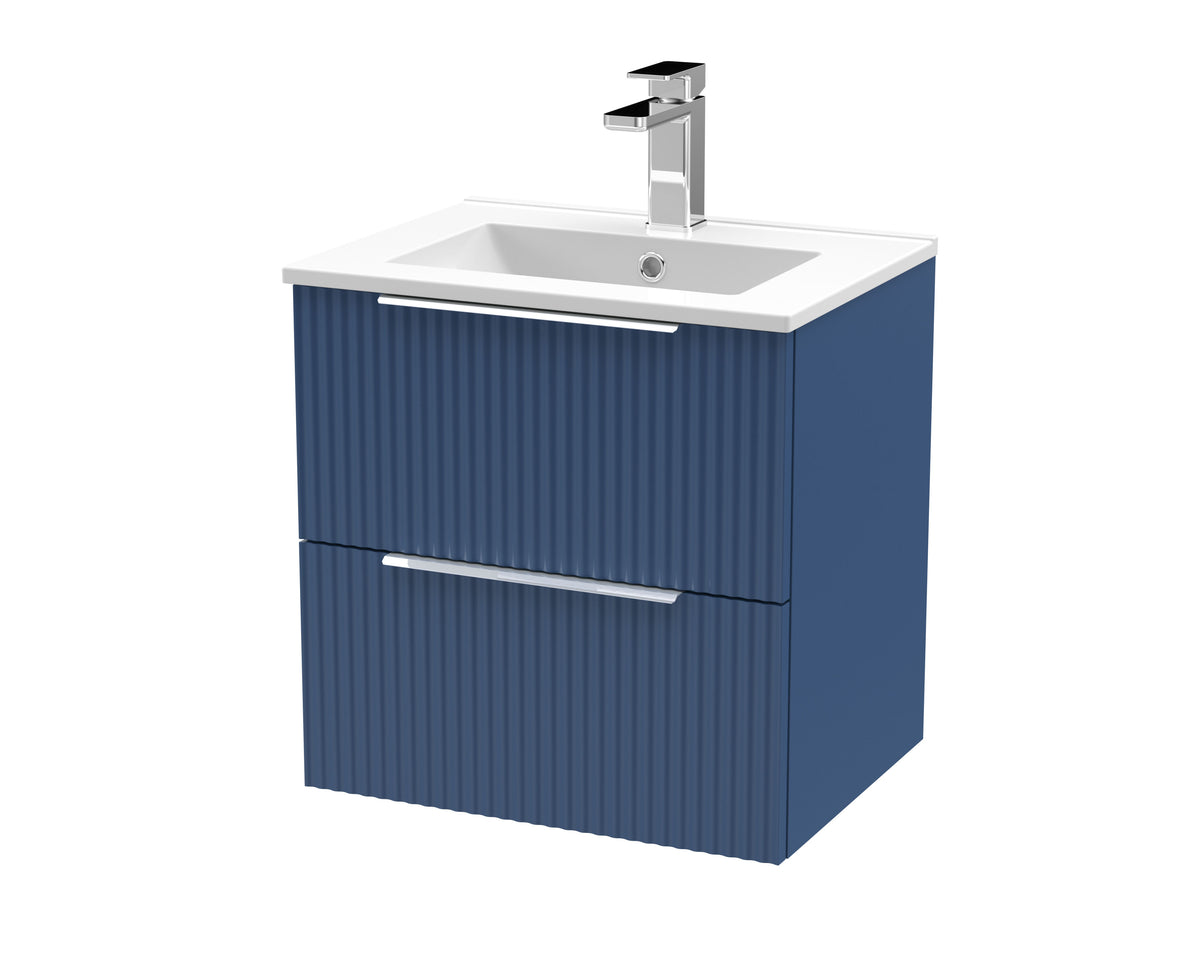 Hudson Reed Fluted 500mm 2 Drawer Wall Hung Vanity Unit With Minimalist Basin