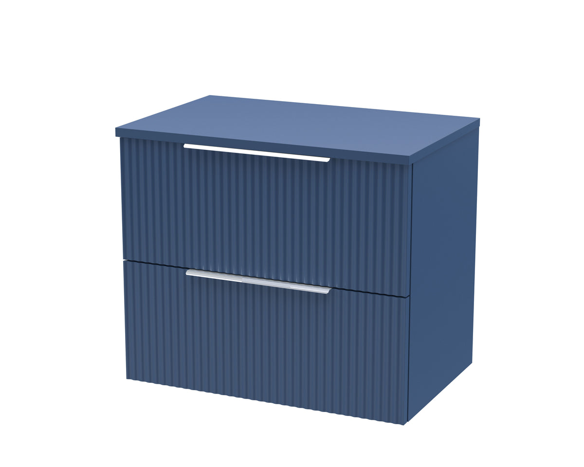 Hudson Reed Fluted 600mm 2 Drawer Wall Hung Vanity Unit With Co-ordinating Worktop