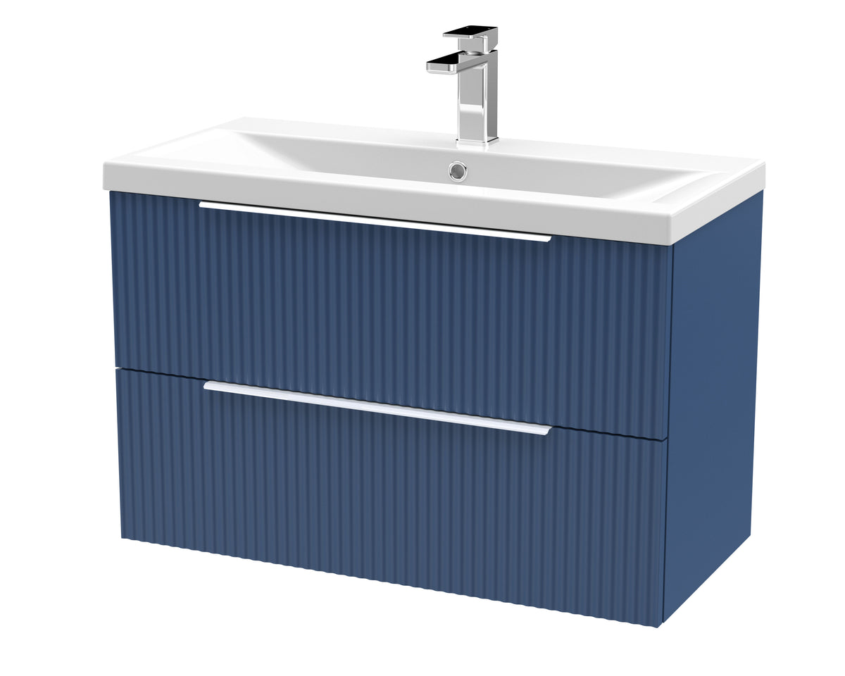 Hudson Reed Fluted 800mm 2 Drawer Wall Hung Vanity Unit With Mid-Edge Basin